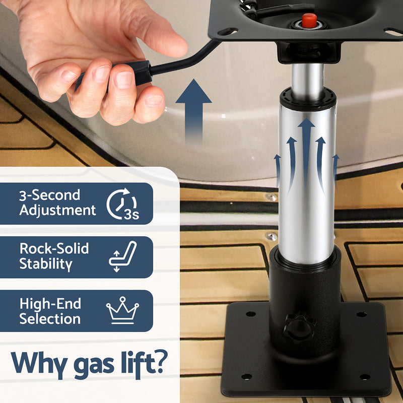 Seamanship Boat Seat Pedestal 34-46cm Adjustable Gas Lift 360 Degrees Swivel - Outbackers