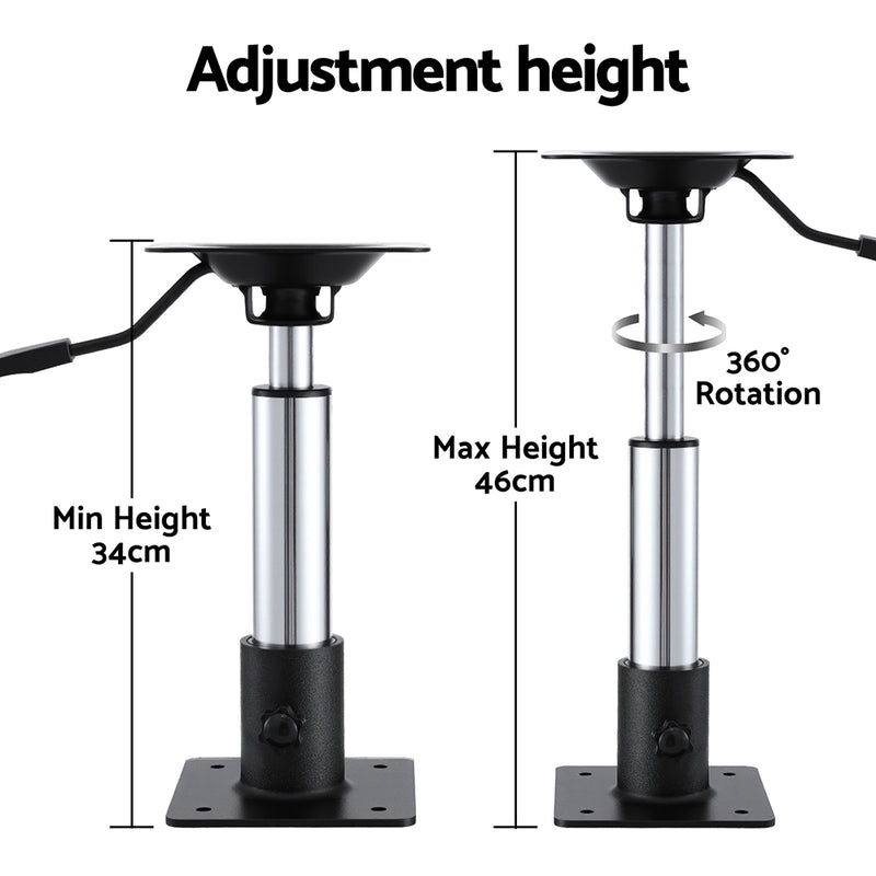 Seamanship Boat Seat Pedestal 34-46cm Adjustable Gas Lift 360 Degrees Swivel - Outbackers