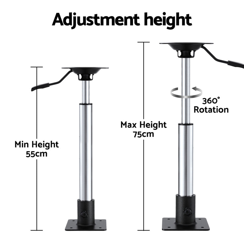Seamanship Boat Seat Pedestal 55-75cm Adjustable Gas Lift 360 Degrees Swivel - Outbackers