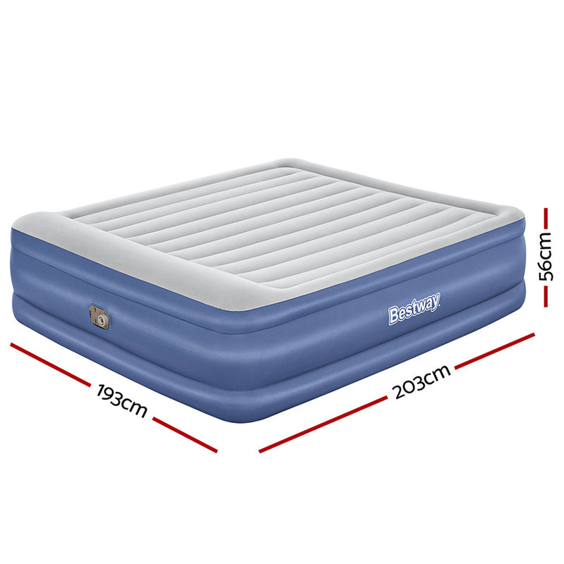 Bestway Air Mattress King Inflatable Bed 56cm Airbed Blue - Outbackers
