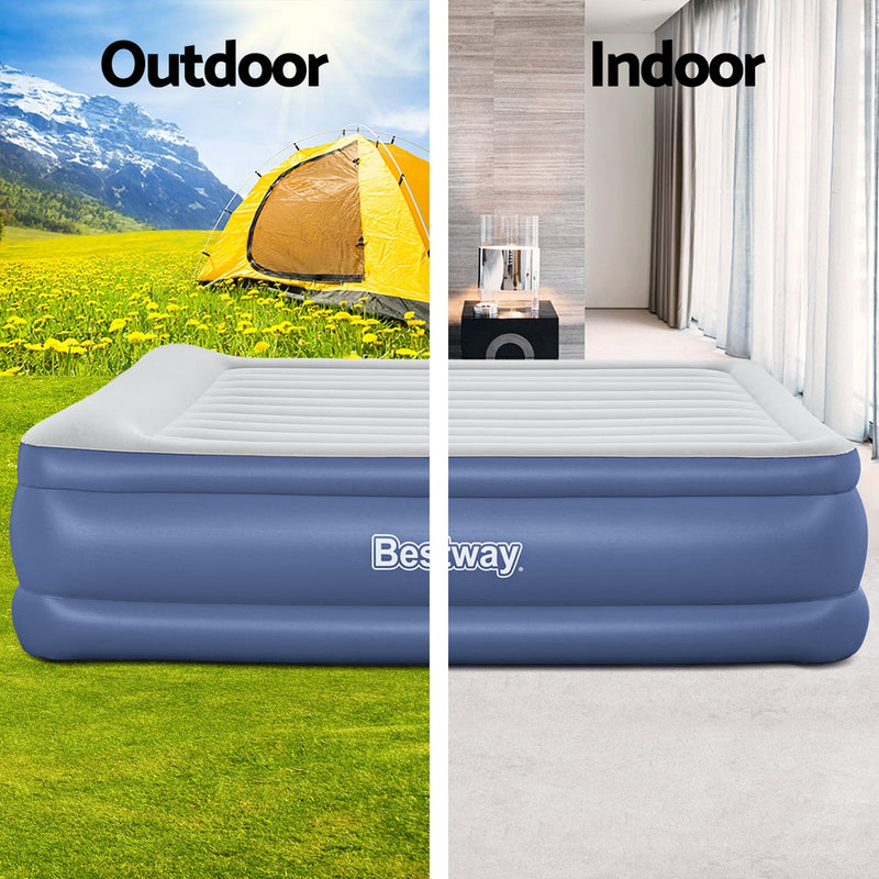 Bestway Air Mattress King Inflatable Bed 56cm Airbed Blue - Outbackers