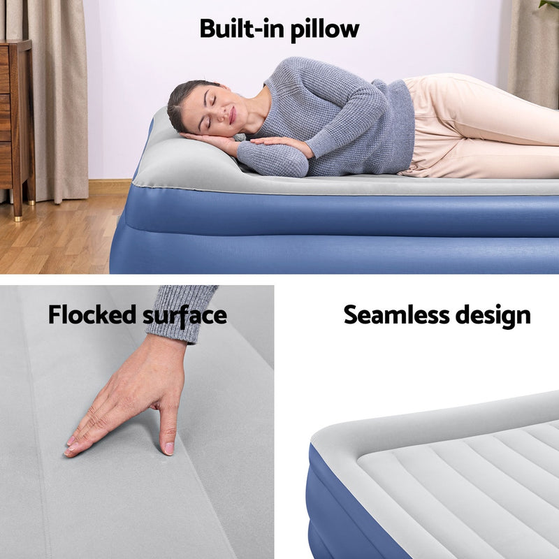 Bestway Air Mattress King Inflatable Bed 56cm Airbed Blue - Outbackers