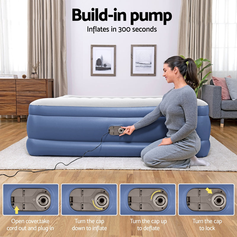 Bestway Air Mattress King Inflatable Bed 56cm Airbed Blue - Outbackers