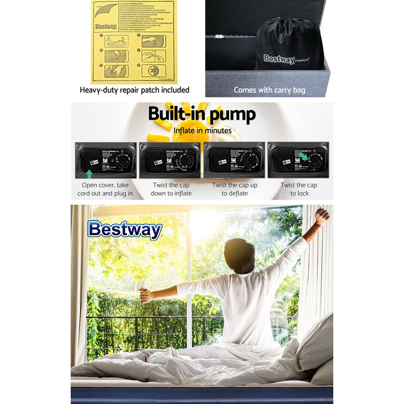 Bestway Air Mattress King Inflatable Bed 56cm Airbed Blue - Outbackers