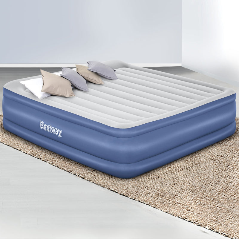 Bestway Air Mattress King Inflatable Bed 56cm Airbed Blue - Outbackers