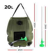 Weisshorn Camping Shower Bag 20L Set of 2 Portable Green Black - Outbackers