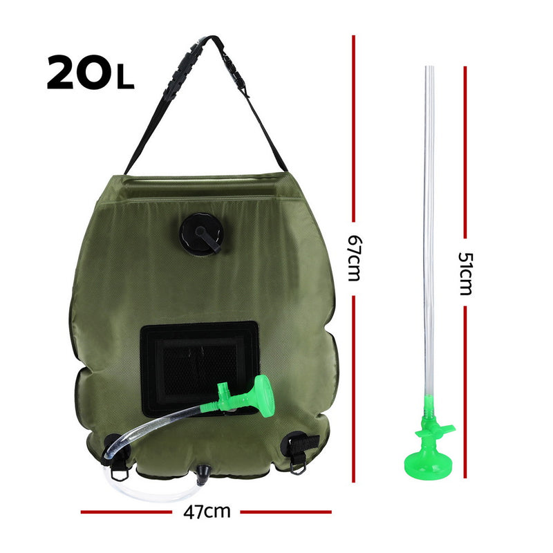 Weisshorn Camping Shower Bag 20L Set of 2 Portable Green Black - Outbackers