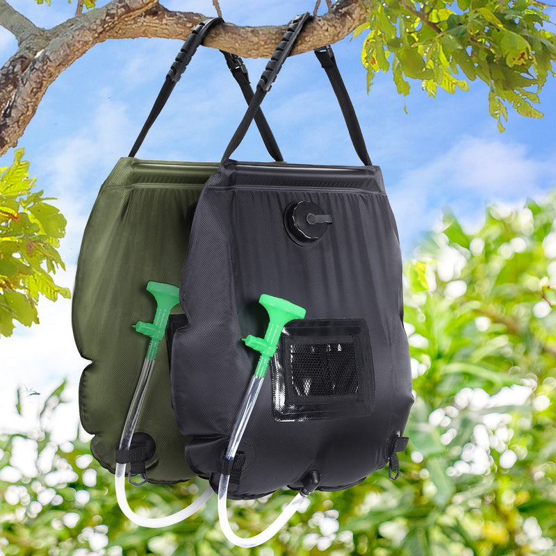 Weisshorn Camping Shower Bag 20L Set of 2 Portable Green Black - Outbackers