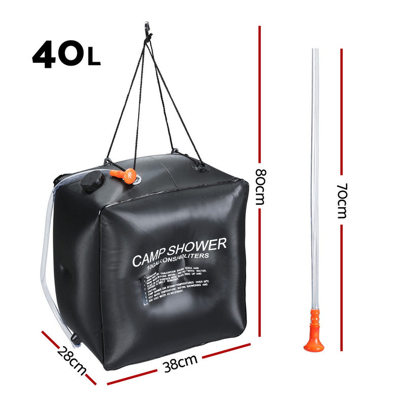 Weisshorn Camping Shower Bag 40L Black - Outbackers