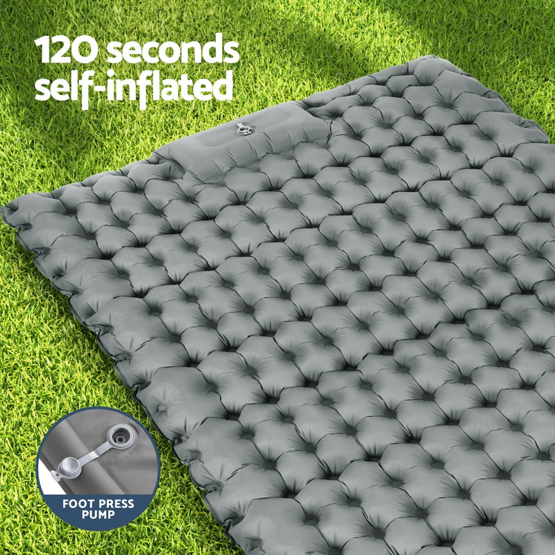 Weisshorn Self Inflating Mattress Camping Sleeping Mat Air Bed Double Pillow Bag - Outbackers