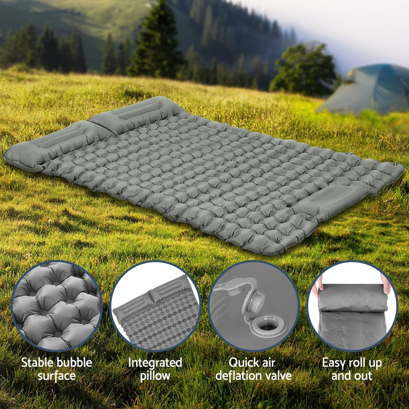 Weisshorn Self Inflating Mattress Camping Sleeping Mat Air Bed Double Pillow Bag - Outbackers