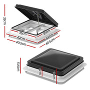 Weisshorn Caravan Roof Vent Hatch RV Skylight Motorhome Camper 350x350mm Black - Outbackers