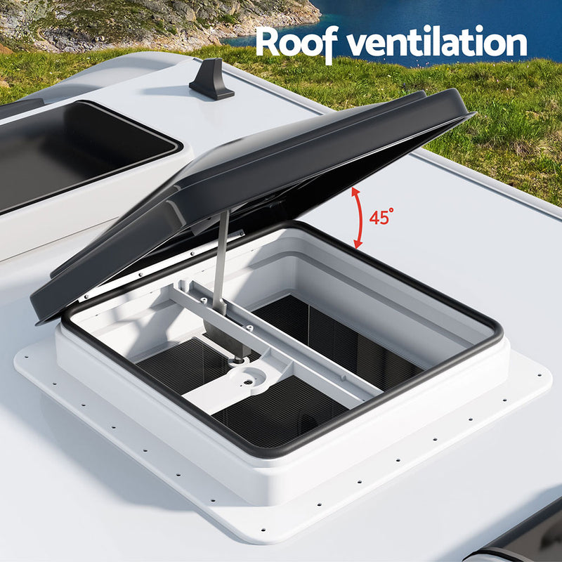 Weisshorn Caravan Roof Vent Hatch RV Skylight Motorhome Camper 350x350mm Black - Outbackers