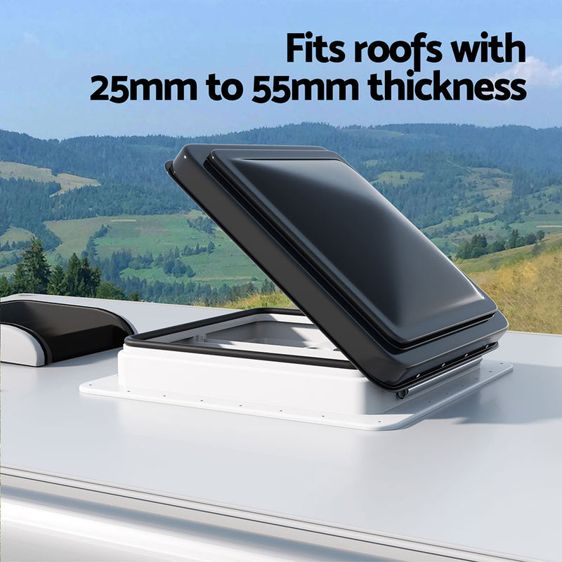 Weisshorn Caravan Roof Vent Hatch RV Skylight Motorhome Camper 350x350mm Black - Outbackers