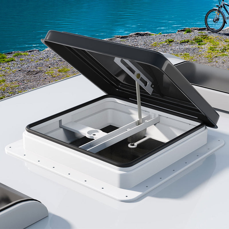Weisshorn Caravan Roof Vent Hatch RV Skylight Motorhome Camper 350x350mm Black - Outbackers