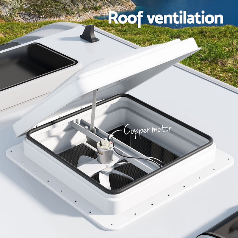Weisshorn Caravan Roof Vent Fan Air Exhaust Hatch 12V RV Motorhome Camper White - Outbackers