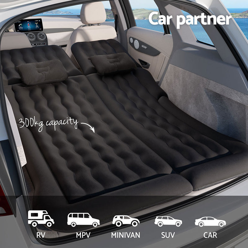 Weisshorn Car Mattress 175x130 Inflatable SUV Back Seat Camping Bed Black - Outbackers