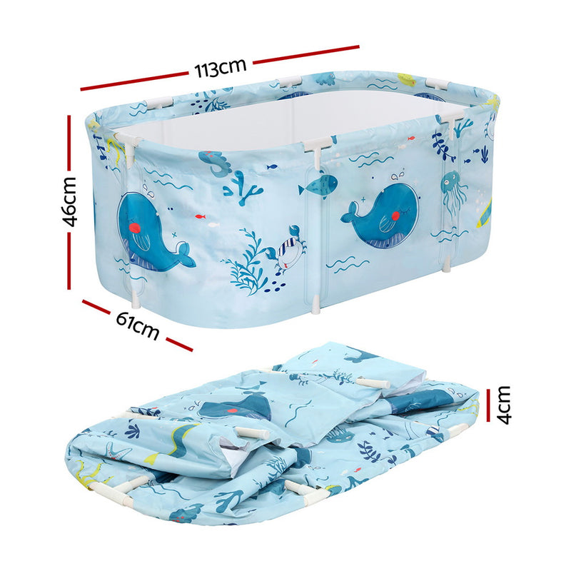 Weisshorn Foldable Bathtub PVC Spa Bucket Inflatable Cushion 113x61cm Blue - Outbackers