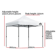 Instahut Gazebo Pop Up Marquee 3x3 Folding Tent Outdoor Camping 500D Oxford - Outbackers