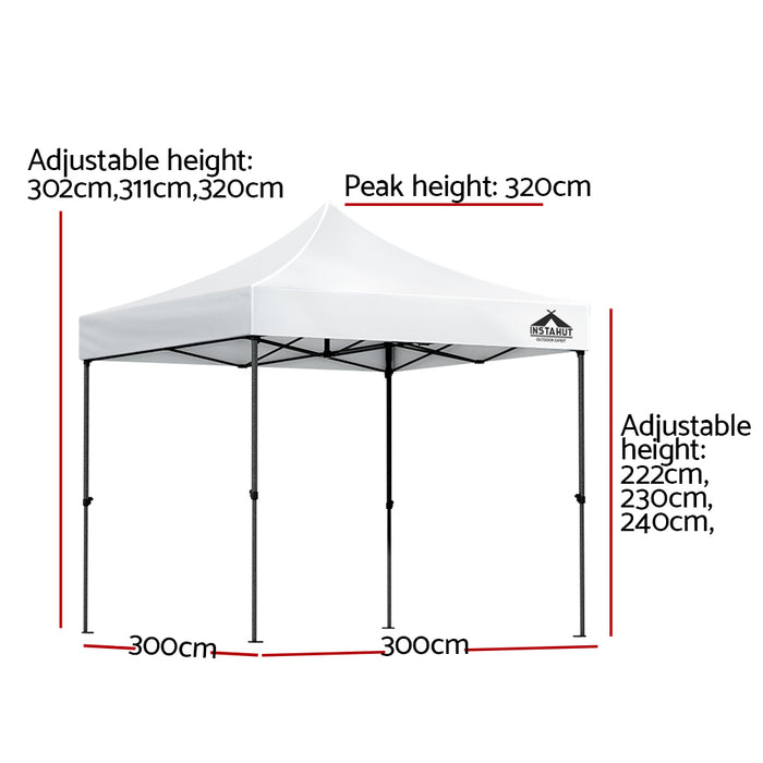 Instahut Gazebo Pop Up Marquee 3x3 Folding Tent Outdoor Camping 500D Oxford