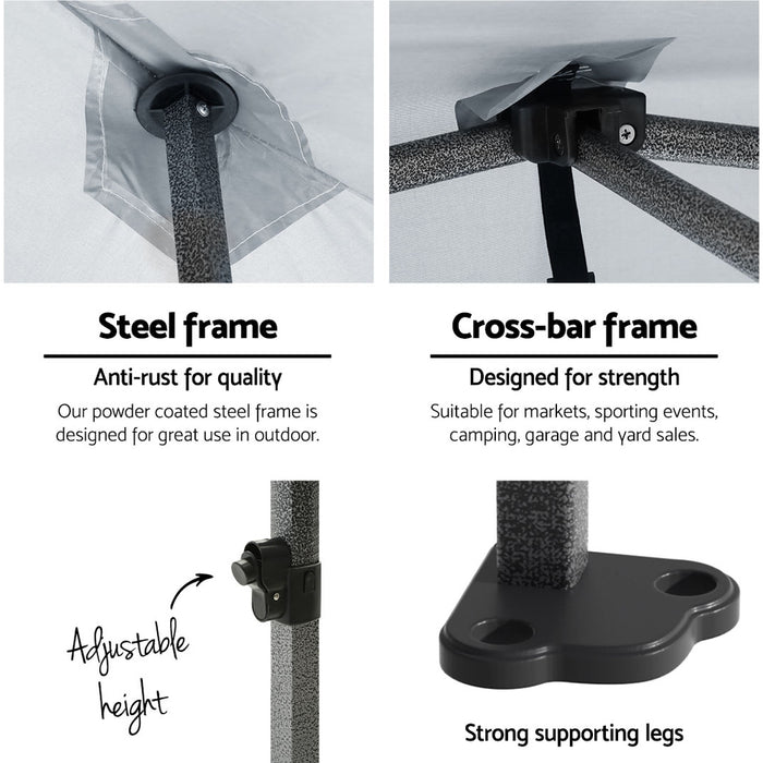 Instahut Gazebo Pop Up Marquee 3x3 Folding Tent Outdoor Camping 500D Oxford