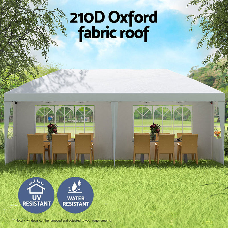 Instahut Gazebo Pop Up Marquee 3x6m Wedding Party Outdoor Camping Tent Canopy Side Wall White - Outbackers