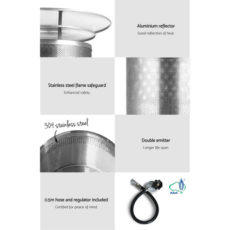 Devanti Outdoor Gas Patio Heater Black - Outbackers