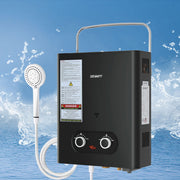 Devanti Portable Gas Water Heater LPG-powered System Black - Outbackers