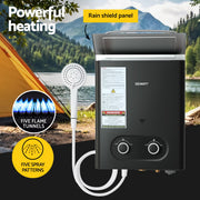 Devanti Portable Gas Water Heater LPG-powered System Black With Pump - Outbackers