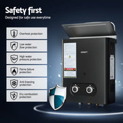 Devanti Portable Gas Water Heater LPG-powered System Black With Pump - Outbackers