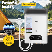 Devanti Portable Gas Water Heater Outdoor Camping Shower White - Outbackers