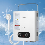 Devanti Portable Gas Water Heater Outdoor Camping Shower White - Outbackers