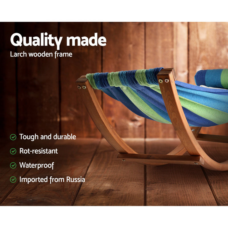 Gardeon Hammock Bed Outdoor Camping Kids Timber Hammock Rocking - Outbackers