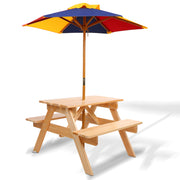 Keezi Kids Wooden Picnic Table Set with Umbrella - Outbackers