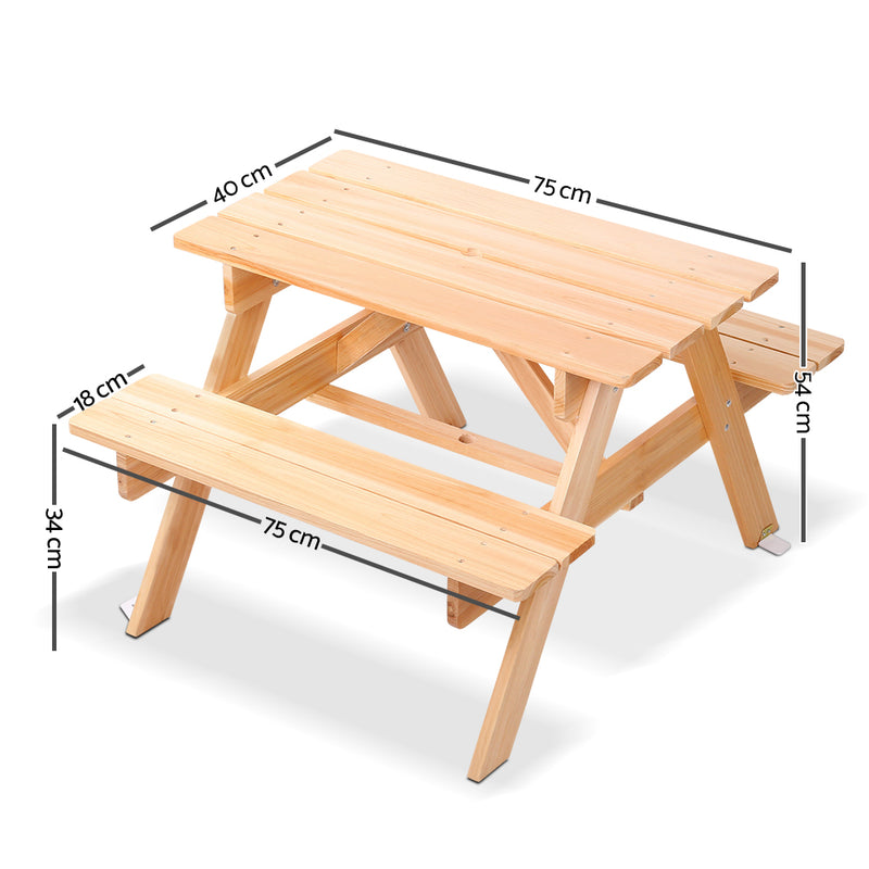 Keezi Kids Wooden Picnic Table Set with Umbrella - Outbackers