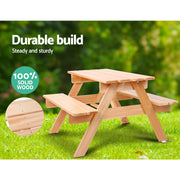 Keezi Kids Wooden Picnic Table Set with Umbrella - Outbackers
