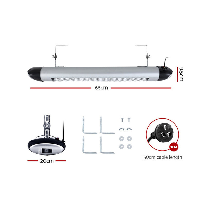Devanti Electric Strip Heater Radiant Heaters 1500W - Outbackers