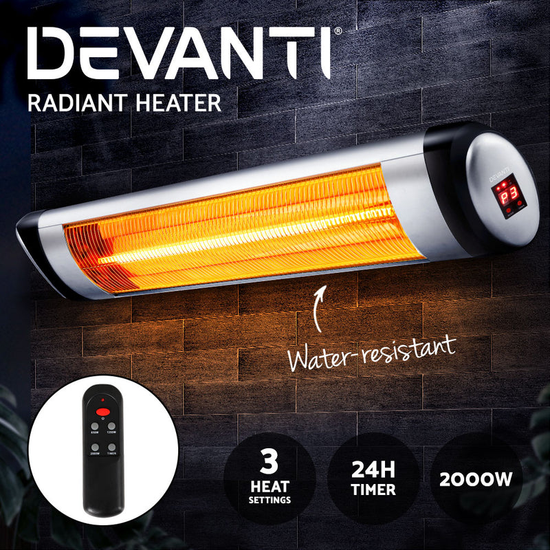 Devanti Electric Strip Heater Radiant Heaters 2000W - Outbackers