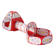 Keezi Kids Playhouse Play Tent Pop Up Teepee Ball Pit Tunnel Basketball Hoop Red - Outbackers