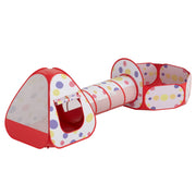 Keezi Kids Playhouse Play Tent Pop Up Teepee Ball Pit Tunnel Basketball Hoop Red - Outbackers