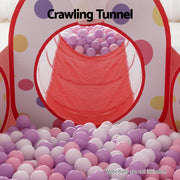 Keezi Kids Playhouse Play Tent Pop Up Teepee Ball Pit Tunnel Basketball Hoop Red - Outbackers