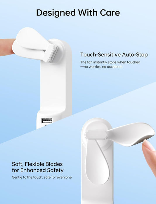 Handheld Mini Fan,2 IN 1 USB Rechargeable Portable Fan [12-19 Working Hours] with Power Bank, Pocket Design for Travel/Summer/Concerts/Lash, Gifts for Women (White)Christmas Gifts