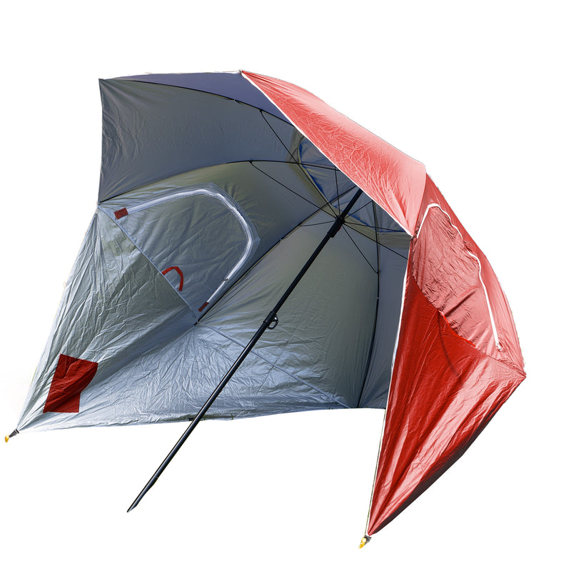 Havana Outdoors Beach Umbrella 2.4M Outdoor Garden Beach Portable Shade Shelter - Red - Outbackers
