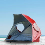 Havana Outdoors Beach Umbrella 2.4M Outdoor Garden Beach Portable Shade Shelter - Red - Outbackers