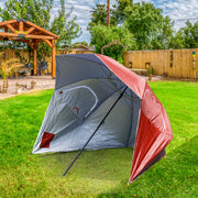 Havana Outdoors Beach Umbrella 2.4M Outdoor Garden Beach Portable Shade Shelter - Red - Outbackers