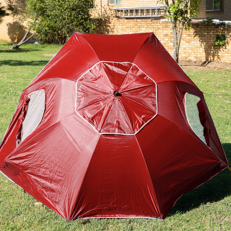 Havana Outdoors Beach Umbrella 2.4M Outdoor Garden Beach Portable Shade Shelter - Red - Outbackers