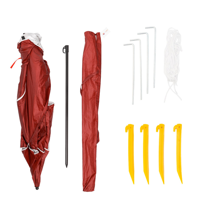 Havana Outdoors Beach Umbrella 2.4M Outdoor Garden Beach Portable Shade Shelter - Red - Outbackers