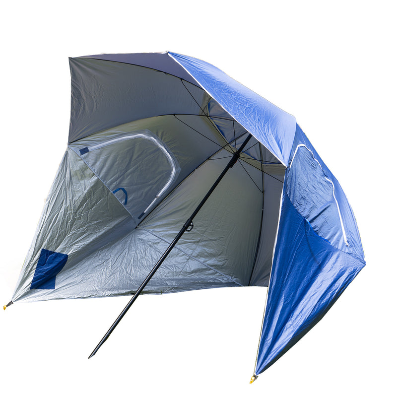 Havana Outdoors Beach Umbrella 2.4M Outdoor Garden Beach Portable Shade Shelter - Blue - Outbackers