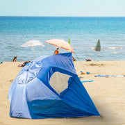 Havana Outdoors Beach Umbrella 2.4M Outdoor Garden Beach Portable Shade Shelter - Blue - Outbackers