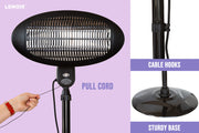 2000W 2.1m Free Standing Adjustable Portable Outdoor Electric Patio Heater Black - Outbackers